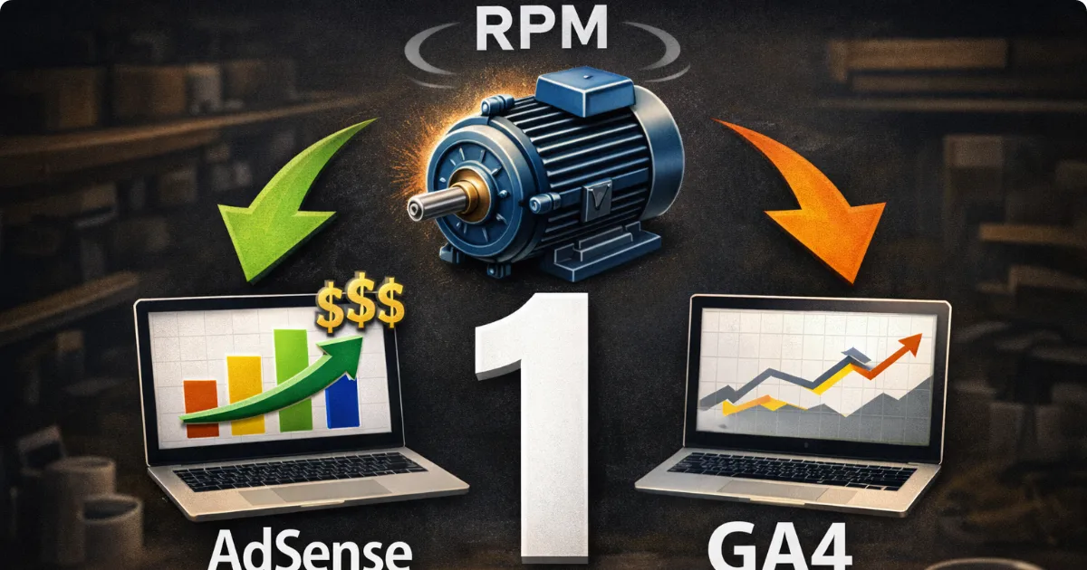 検索意識版： RPMの意味を工場思考で解説するAdSenseとGA4の比較イメージ（1）