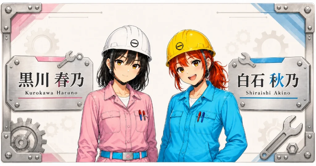 黒川春乃と白石秋乃の名前が決まった日の記録に使用するキャラクター紹介画像